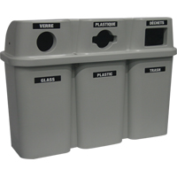 Recycling Containers Bullseye, Curbside, Plastic, 3 x 22 US Gal. MAS Chibougamau