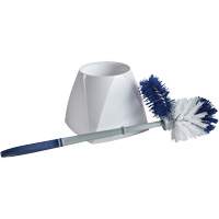 Toilet Brush with Lip & Holder, 15" L, Synthetic Bristles, White MAS Chibougamau