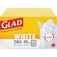 Sacs &agrave; ordures hauts 45 L sans parfum, R&eacute;gulier, 24" la x 28" lo, Blanc MAS Chibougamau