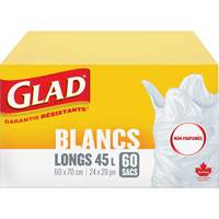 Sacs &agrave; ordures hauts 45 L sans parfum, R&eacute;gulier, 24" la x 28" lo, Blanc MAS Chibougamau