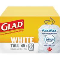 Sacs &agrave; ordures hauts 45 L avec Febreze, R&eacute;gulier, 24" la x 28" lo, Blanc MAS Chibougamau