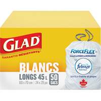 Sacs &agrave; ordures hauts 45 L avec Febreze, R&eacute;gulier, 24" la x 28" lo, Blanc MAS Chibougamau