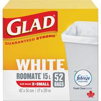 Tr&egrave;s petits sacs &agrave; ordures 15 L avec Febreze, R&eacute;gulier, 17" la x 20" lo, Blanc MAS Chibougamau