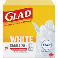 Petits sacs &agrave; ordures 25 L avec Febreze, R&eacute;gulier, 20" la x 20" lo, Blanc MAS Chibougamau