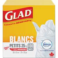 Petits sacs &agrave; ordures 25 L avec Febreze, R&eacute;gulier, 20" la x 20" lo, Blanc MAS Chibougamau