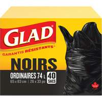 Sacs &agrave; ordures 74 L, R&eacute;gulier, 26" la x 33" lo, Noir MAS Chibougamau