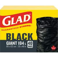 184L Garbage Bags, Regular, 35" W x 48" L, Black MAS Chibougamau