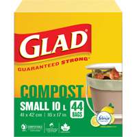 Small Compostable Bags, Regular, 17" L x 16" W, Brown, 10 L (3 Gal.) Capacity MAS Chibougamau