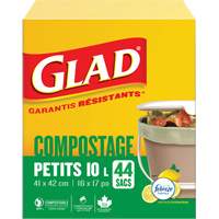 Small Compostable Bags, Regular, 17" L x 16" W, Brown, 10 L (3 Gal.) Capacity MAS Chibougamau