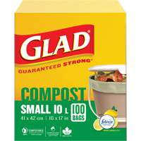 Small Compostable Bags, Regular, 17" L x 16" W, Brown, 10 L (3 Gal.) Capacity MAS Chibougamau