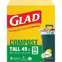 Tall Compostable Bags, Regular, 31" L x 24" W, Brown, 49 L (13 Gal.) Capacity MAS Chibougamau