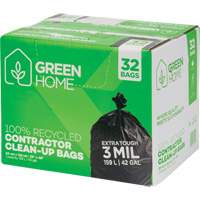 Green Home Garbage Bags, Strong, 33" W x 48" L, 3 mils, Black, 159 L (42 Gal.) Capacity MAS Chibougamau
