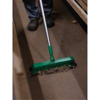 Push Broom Head, Fine/Stiff Bristles, 16-1/2", Polyester/Polypropylene, Green MAS Chibougamau