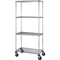 Wire Shelf Cart, Chrome Plated, 24" x 81" x 48", 800 lbs. Capacity MAS Chibougamau