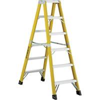 6600 Series Industrial Heavy-Duty 2-Way Stepladders, Fibreglass, 300 lbs. Capacity, 6' MAS Chibougamau