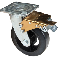 Roulette moul&eacute;, Pivotant avec frein, 6" (152,4 mm), Caoutchouc, 550 lb (249 kg) MAS Chibougamau