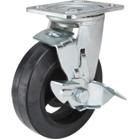 Roulette moul&eacute;, Pivotant avec frein, 6" (152,4 mm), Caoutchouc, 550 lb (249 kg) MAS Chibougamau