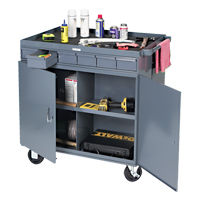 Poste de travail &agrave; deux c&ocirc;t&eacute;s mobile et robuste, 1200 lb Capacit&eacute;, Acier, 34" x la, 34" x ha, 24" p, Enti&egrave;rement soud&eacute;, 6 tirroirs MAS Chibougamau