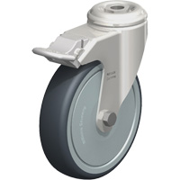 Roulette en &eacute;lastom&egrave;re thermoplastique acier inoxydable, Pivotant avec frein, Diam&egrave;tre 5" (127 mm), Capacit&eacute; 265 lb (120 kg) MAS Chibougamau