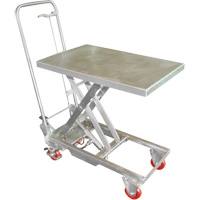 Table &eacute;l&eacute;vatrice hydraulique manuelle &agrave; ciseaux, 27-1/2" lo x 17-3/4" la, Acier inoxydable, Capacit&eacute; 200 lb MAS Chibougamau