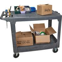 Flat-Shelf Utility Service Cart, 2 Tiers, 25-1/4" x 32-1/4" x 44", 550 lbs. Capacity MAS Chibougamau