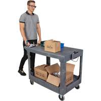 Flat-Shelf Utility Service Cart, 2 Tiers, 25-1/4" x 32-1/4" x 44", 550 lbs. Capacity MAS Chibougamau