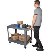Flat-Shelf Utility Service Cart, 2 Tiers, 25-1/4" x 32-1/4" x 44", 550 lbs. Capacity MAS Chibougamau