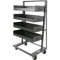 Single-Sided Heavy Duty A-Frame Cart with 4 Large Lipped Trays, 38" x 25" x 63", 2500 lbs. Capacity MAS Chibougamau