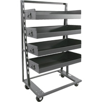 Single-Sided Heavy Duty A-Frame Cart with 4 Large Lipped Trays, 38" x 25" x 63", 2500 lbs. Capacity MAS Chibougamau