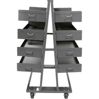 Double-Sided Heavy Duty A-Frame Cart with 8 Large Lipped Trays, 38" x 30" x 63", 2500 lbs. Capacity MAS Chibougamau