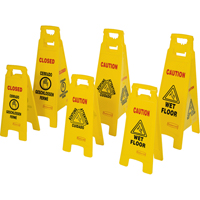 Wet Floor Safety Signs, Quadrilingual with Pictogram MAS Chibougamau