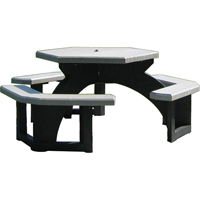Tables de pique-nique hexagonales en plastique recycl&eacute;, 78" lo x 78" la, Gris MAS Chibougamau