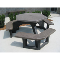 Tables de pique-nique hexagonales en plastique recycl&eacute;, 78" lo x 78" la, Brun MAS Chibougamau