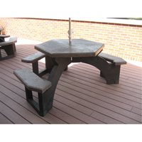 Tables de pique-nique hexagonales en plastique recycl&eacute;, 78" lo x 78" la, Brun MAS Chibougamau