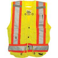 Veste de s&eacute;curit&eacute; pour arpenteur, Jaune lime haute visibilit&eacute;, Grand, Polyester MAS Chibougamau
