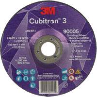 Cubitron 3 Depressed Centre Grinding Wheel, 6" x 1/4", 7/8" Arbor, Ceramic, Type T27 MAS Chibougamau