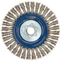 Brosse &agrave; fils nou&eacute;s pour cordons de soudure pour meuleuse angulaire, Dia. 5", Fils 0,02", Arbre 5/8"-11, Acier inoxydable MAS Chibougamau