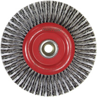 Brosse &agrave; fils nou&eacute;s pour cordons de soudure pour meuleuse angulaire, Dia. 6", Fils 0,02", Arbre 5/8"-11, Acier MAS Chibougamau