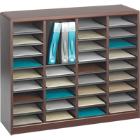 E-Z Stor&reg; Literature Organizer, Stationary, 36 Slots, Wood, 40" W x 3/4" D x 32-1/2" H MAS Chibougamau