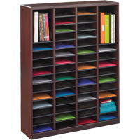 E-Z Stor&reg; Literature Organizer, Stationary, 60 Slots, Wood, 40" W x 3/4" D x 52-1/4" H MAS Chibougamau