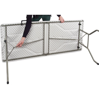 Fold-in-Half Table, Rectangular, 72" L x 30" W, Polyethylene, White MAS Chibougamau