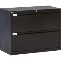 Lateral Filing Cabinet, Steel, 2 Drawers, 36" W x 18" D x 27-7/8" H, Black MAS Chibougamau