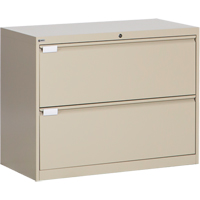 Lateral Filing Cabinet, Steel, 2 Drawers, 36" W x 18" D x 27-7/8" H, Beige MAS Chibougamau