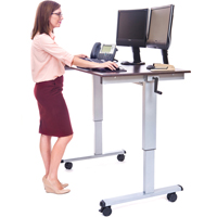 Postes de travail ajustables pour travail assis et debout , , 48-1/2" h x 48" la x 32-1/2" p, Noyer MAS Chibougamau