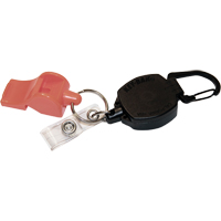 Self Retracting ID Badge and Key Reel with Whistle, Zinc Alloy Metal, 24" Cable, Carabiner Attachment MAS Chibougamau