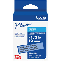 Ruban lamin&eacute; pour P-Touch, 12 mm x 8 m, Noir sur bleu MAS Chibougamau