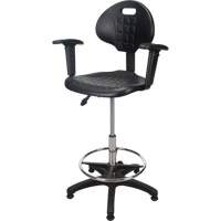 Tabouret ergonomique robuste avec accoudoirs r&eacute;glables, Stationnaire, Ajustable Hauteur, Capacit&eacute; 250 lb MAS Chibougamau