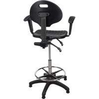 Tabouret ergonomique robuste avec accoudoirs r&eacute;glables, Stationnaire, Ajustable Hauteur, Capacit&eacute; 250 lb MAS Chibougamau