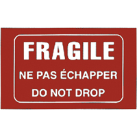 &eacute;tiquettes pour traitement sp&eacute;cial bilingues Fragile, 5" lo x 3" la, Blanc/rouge MAS Chibougamau