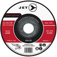 A24R Power Abrasive Grinding Wheel, 4-1/2" x 1/4", 7/8" Arbor, Type 27 MAS Chibougamau